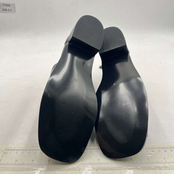 FSJ Black Peep Open Toe Slouchy Low Block Heel Ankle Booties Sandal Ruched Pump - Picture 7 of 8